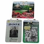2001, 2002 & 2005 Masters Tournament SERIES Badges - Tiger Woods Winner