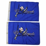 Two (2) Chi Chi Rodriguez Signed El Legado Golf Resort Blue Screen Flags JSA ALOA