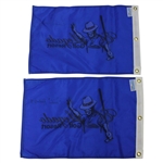 Two (2) Chi Chi Rodriguez Signed El Legado Golf Resort Blue Screen Flags JSA ALOA