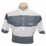 Chi Chi Rodriguezs Personal Gray & White Stripe Jack Nicklaus Signature Polo w/Sponsor - M