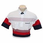 Chi Chi Rodriguezs Personal Aureus Red, White & Blue Striped Polo w/Sponsor - M