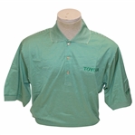Chi Chi Rodriguezs Personal Jeff Rose Green & White Striped Polo w/Sponsor - M