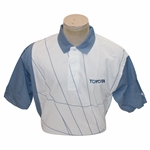 Chi Chi Rodriguezs Personal Antigua Blue & White Polo w/Sponsor - M