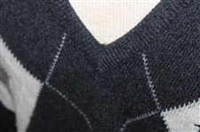 Chi Chi Rodriguez's Personal Pringle Black, White & Gray Diamond Pattern Cashmere Sweater w/Sponsor - M