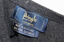 Chi Chi Rodriguez's Personal Pringle Black, White & Gray Diamond Pattern Cashmere Sweater w/Sponsor - M