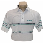 Chi Chi Rodriguezs Personal Antigua White, Green & Blue Polo w/Sponsor - M