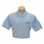 Chi Chi Rodriguezs Personal Jeff Rose Light Blue & White Striped Polo w/Sponsor - M