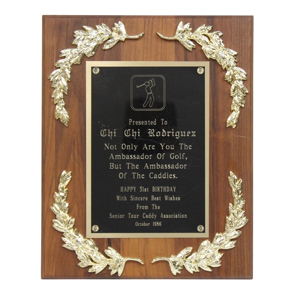 Chi Chi Rodriguezs Personal Ambassador Of The Caddies 1986 Plaque