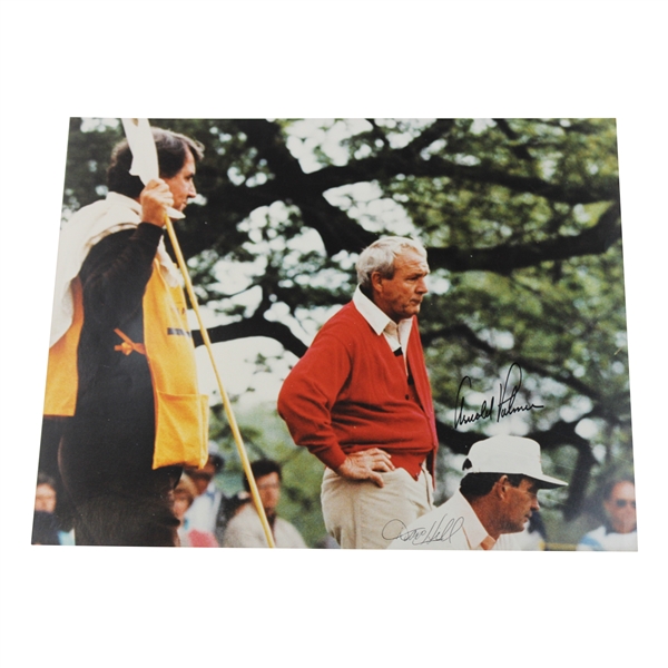Arnold Palmer & Dave Hill Signed Line Up a Putt 11x14 Oversize Photo JSA ALOA