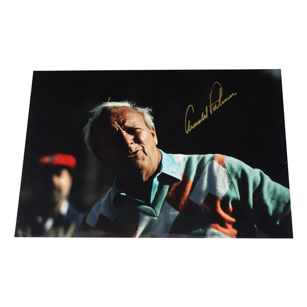 Arnold Palmer Signed in Gold 11x16 Oversize Post-Swing Photo JSA ALOA