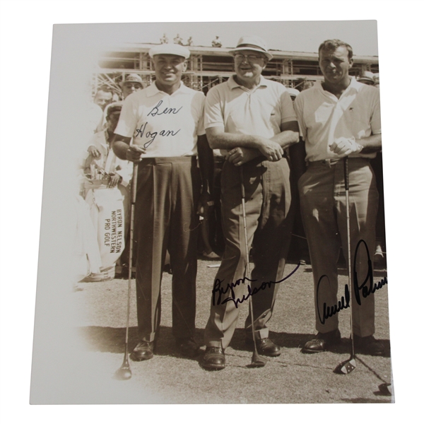 Ben Hogan, Byron Nelson & Arnold Palmer Signed Preston Hills in Dallas 9x11 Photo JSA ALOA