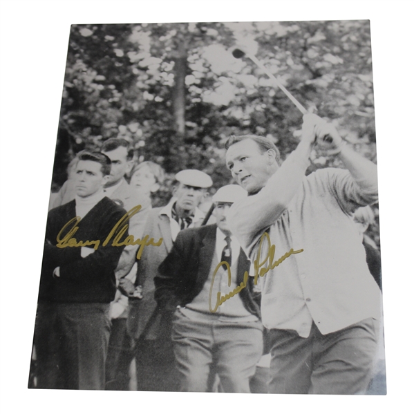 Arnold Palmer & Gary Player Signed in Gold Marker 8x10 B&W Photo JSA ALOA