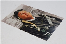 Arnold Palmer Signed Wearing Flightsuit 8x12 Photo JSA ALOA