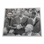 Big 3 Palmer, Nicklaus & Player Signed 1965 Masters Green Jackets 8x10 B&W Photo JSA ALOA