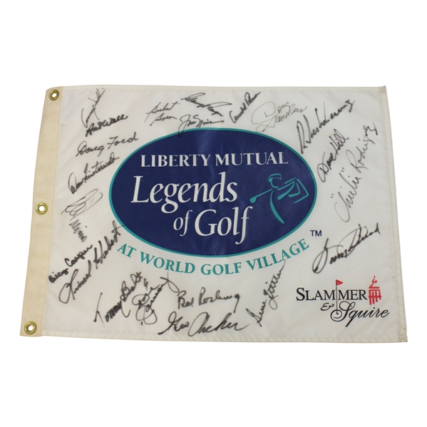 Big 3 Plus others Multi-Signed Liberty Mutual Legends of Golf Flag JSA ALOA