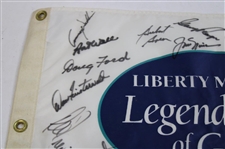 Big 3' Plus others Multi-Signed Liberty Mutual Legends of Golf Flag JSA ALOA