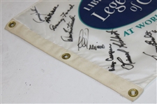 Big 3' Plus others Multi-Signed Liberty Mutual Legends of Golf Flag JSA ALOA