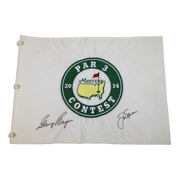 Jack Nicklaus & Gary Player Signed 2014 Masters Par-3 Embroidered Flag JSA ALOA