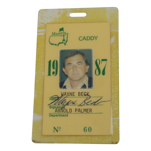 1987 Masters Tournament Caddy Badge #60 Issued to Wayne Beck - Arnold Palmer