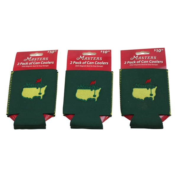 Three (3) Masters Tournament Magnetic 2pk Can Coolers (6 Total) - New Unused