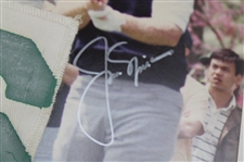 Masters '86' Caddy Patch from 1987 w/Def. Champ Nicklaus & Palmer Signed Photo JSA ALOA