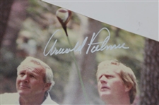 Masters '86' Caddy Patch from 1987 w/Def. Champ Nicklaus & Palmer Signed Photo JSA ALOA