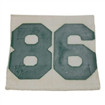 Masters '86' Caddy Patch from 1987 w/Def. Champ Nicklaus & Palmer Signed Photo JSA ALOA
