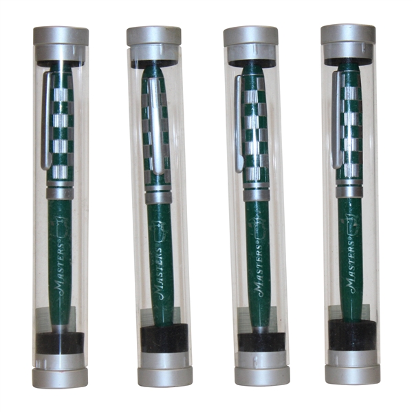 Four (4) Masters Tournament Green & Silver Ballpoint Pens in Original Packaging