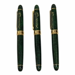 Three (3) Masters Tournament Emerald Green & Gold Ballpoint Pens