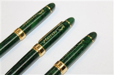 Three (3) Masters Tournament Emerald Green & Gold Ballpoint Pens