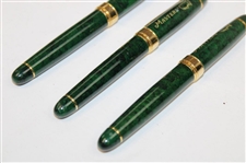 Three (3) Masters Tournament Emerald Green & Gold Ballpoint Pens