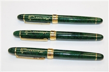 Three (3) Masters Tournament Emerald Green & Gold Ballpoint Pens