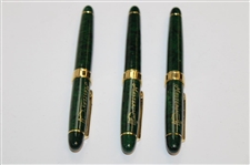 Three (3) Masters Tournament Emerald Green & Gold Ballpoint Pens