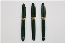 Three (3) Masters Tournament Emerald Green & Gold Ballpoint Pens