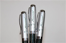 Three (3) Masters Tournament Green & Silver tone Ballpoint Pens