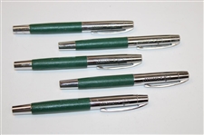 Five (5) Masters Tournament Green & Silver Ballpoint Pens