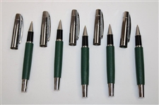 Five (5) Masters Tournament Green & Silver Ballpoint Pens
