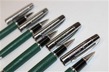Five (5) Masters Tournament Green & Silver Ballpoint Pens