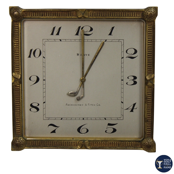 Vintage German Abercrombie & Fitch Square Golf Themed 8 Day Clock