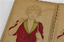 Circa 1930 Lady Golfer Themed Wood Handkerchief Box w/Original Handkerchiefs
