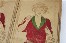 Circa 1930 Lady Golfer Themed Wood Handkerchief Box w/Original Handkerchiefs