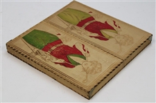 Circa 1930 Lady Golfer Themed Wood Handkerchief Box w/Original Handkerchiefs