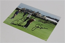 Palmer, Nicklaus, Watson & Floyd Signed 1995 Open Photo - Arnie's Last JSA ALOA