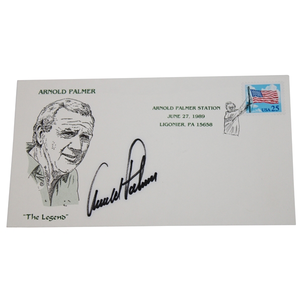 Arnold Palmer Signed 1989 Arnold Palmer Station The Legend Cachet - Black JSA ALOA