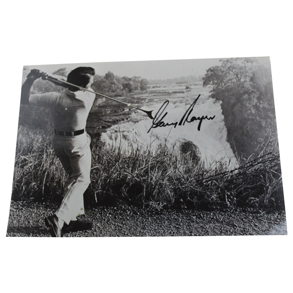 Gary Player Signed Drives the Falls 8x12 B&W Photo JSA ALOA