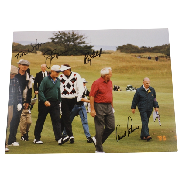 Arnold Palmer, Jack Nicklaus, Tom Watson & Ray Floyd Signed 11x14 The 1995 OPEN Original Photo JSA ALOA