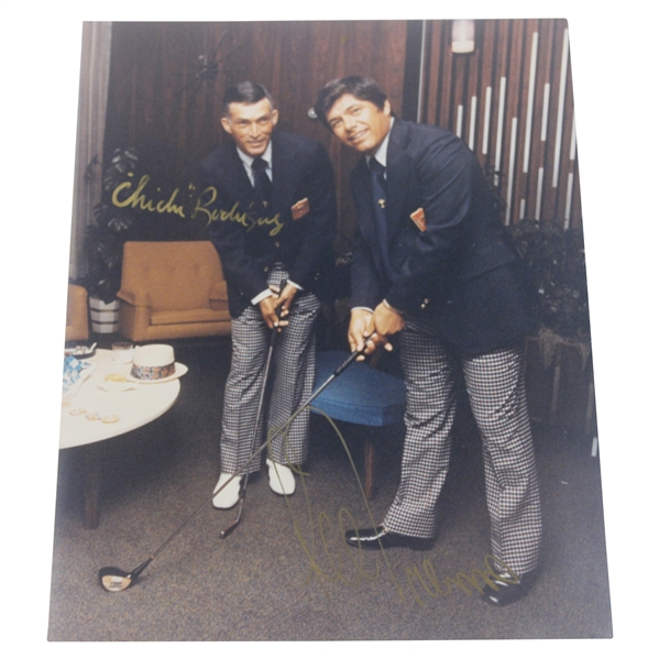 Chi Chi Rodriguez & Lee Trevino Signed in Gold Ryder Cup 11x14 Photo JSA ALOA