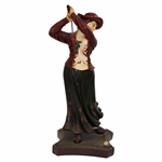 Vintage Red Coat & Hat Lady Golfer Pre-Swing Statue