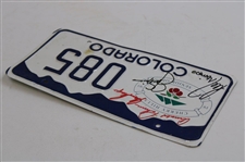 Big 3' Palmer, Nicklaus, Player & Lee Signed 1993 US Sr Open at Cherry Hills License Plate JSA ALOA