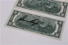 Sam Snead & Two(2) Gary Player Signed $2.00 Bills JSA ALOA